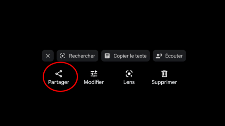 Je sélectionne "Partager".